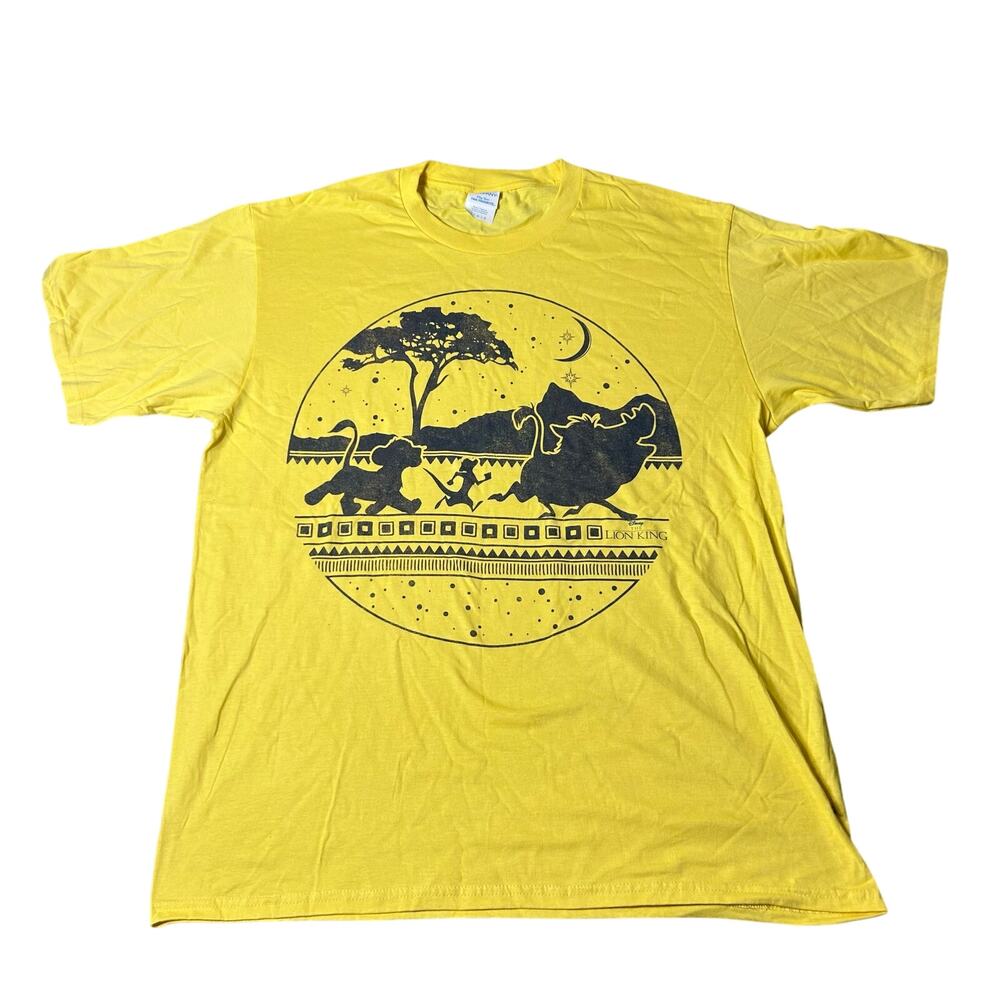 Disney Lion King Graphic Mens T-Shirt Large Yellow Port & Company Cotton